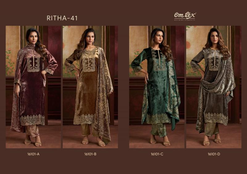 Omtex ritha vol 41 angelina cotton embroidered dress material wholesale